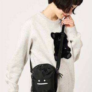 Black Crossbody Drawstring Bag - Unbranded